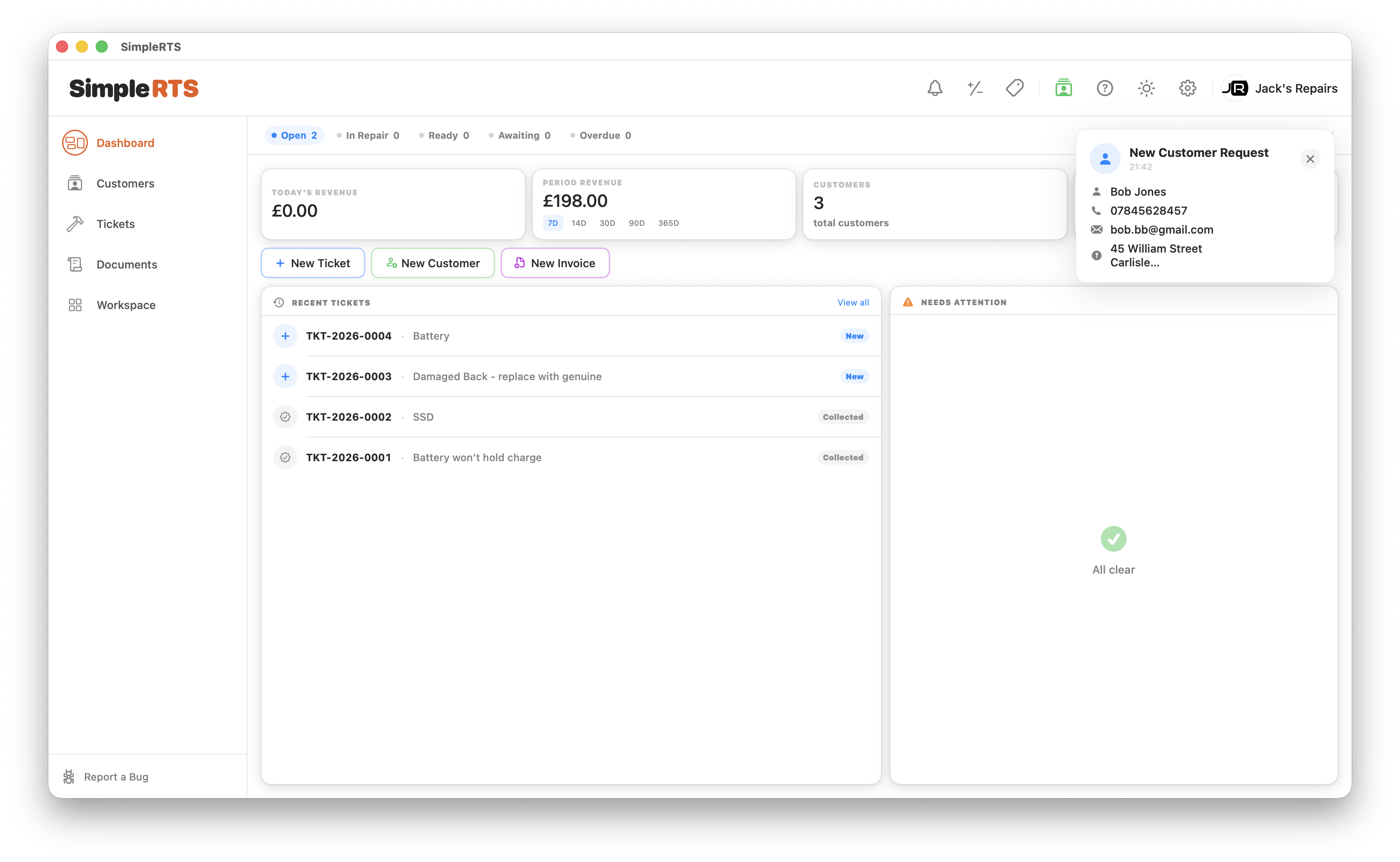 SimpleRTS intake notification